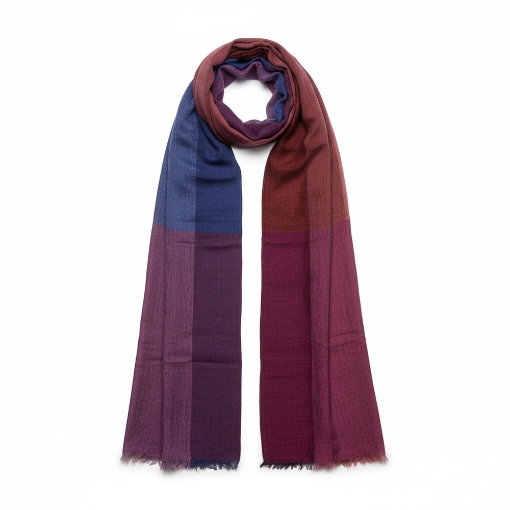 Dupatta Fine Wool Scarf Colorblock Fringe Made in India Multi Womens OS